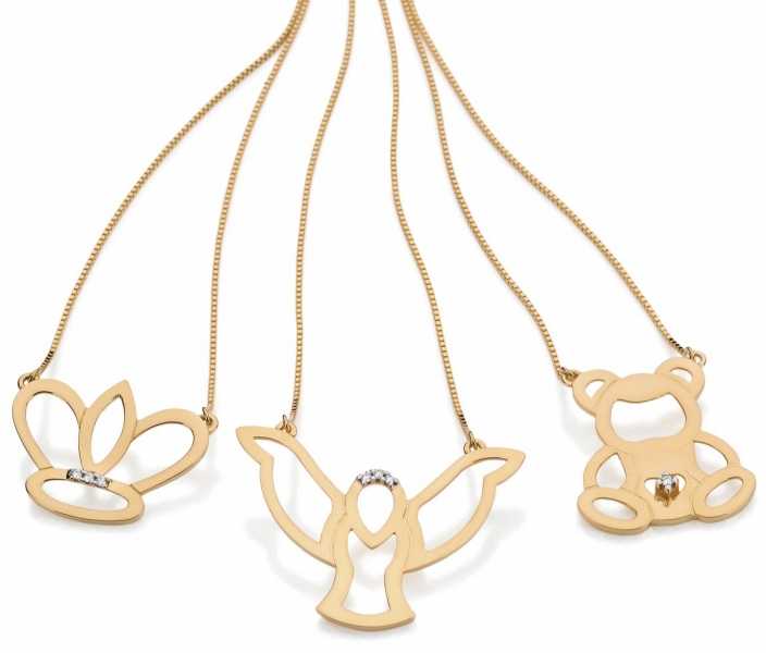 Gargantilha em ouro amarelo 18k com diamantes